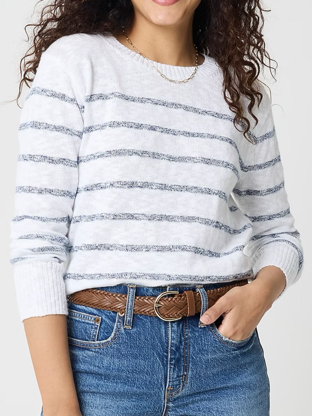 J. Crew Striped crewneck beach sweater